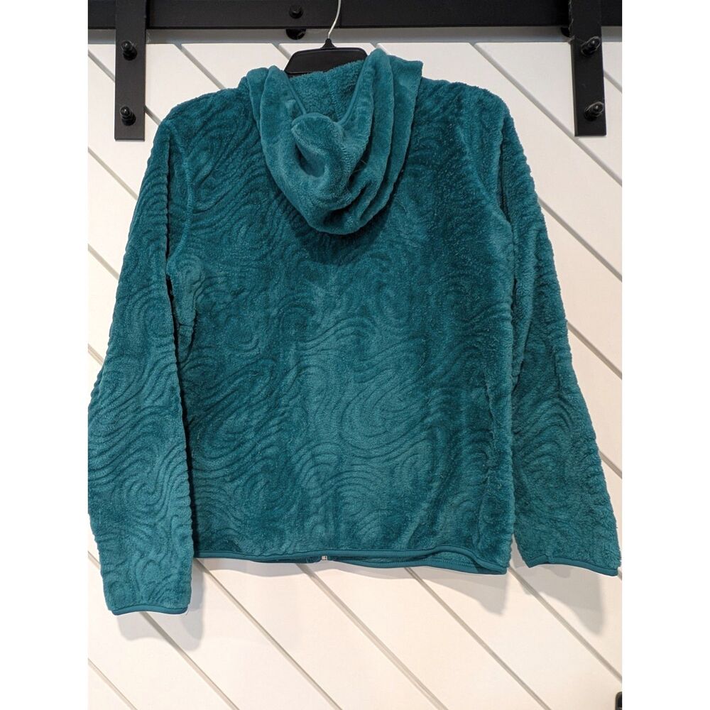 Jason Maxwell Women's Teal Full Zipper Hoodie Jacquard Fleece Medium - Picture 2 of 6